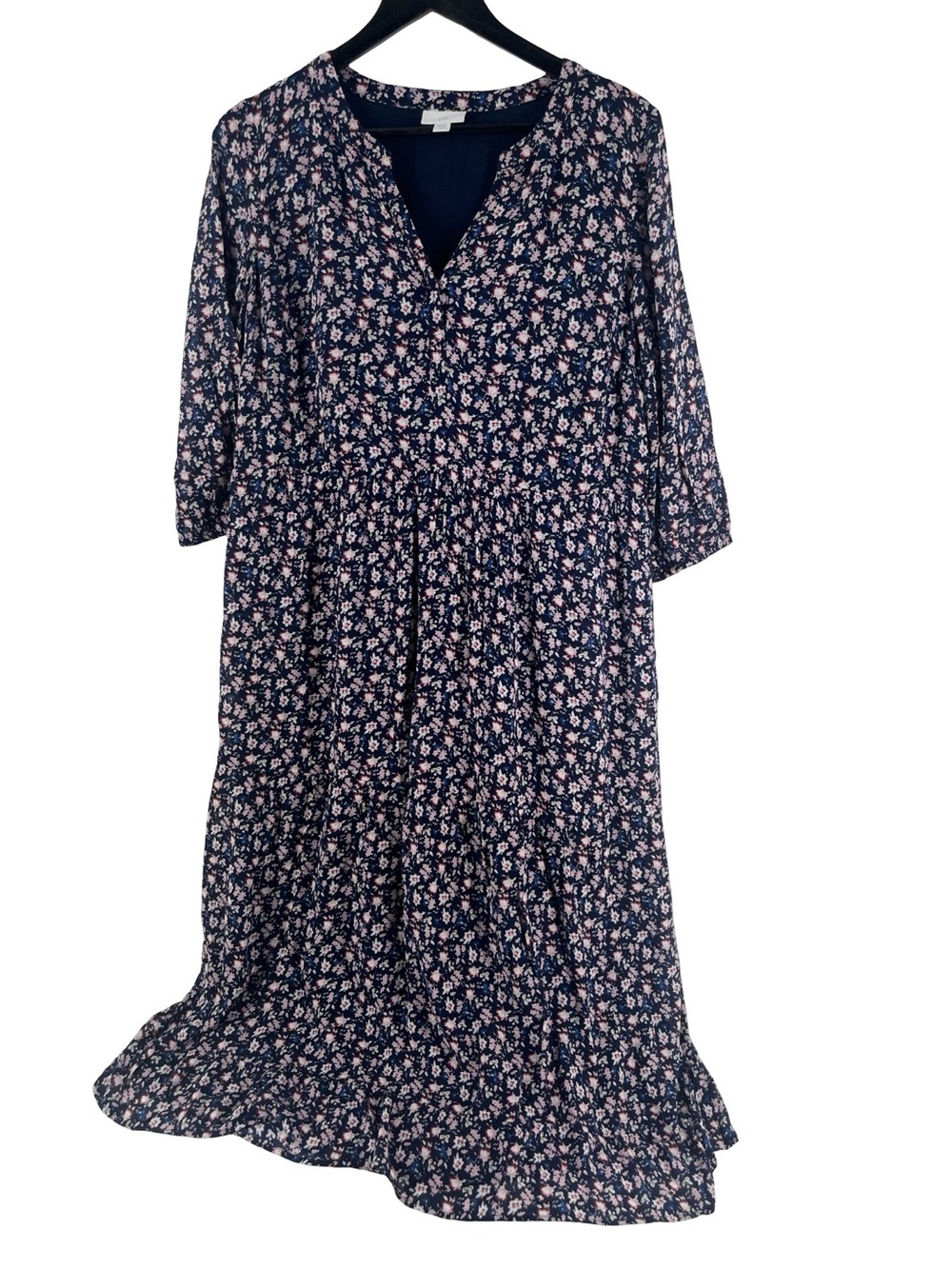 J.Jill‎ Petite Floral Tiered Midi Dress Small Petite Lined Rayon Pockets - Picture 2 of 7